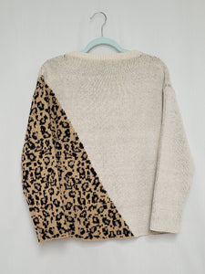 Vintage 90s beige animal print minimalist jumper top