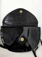 Load image into Gallery viewer, Vintage 80s black glossy mini round cross body bag
