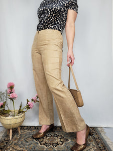 Vintage 90s camel brown faux suede smart straight pants