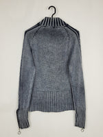 Load image into Gallery viewer, Vintage 90s blue washed-out grunge zipped jumper cardigan
