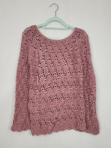 Vintage 90s handmade minimalist crochet pink jumper