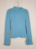 Load image into Gallery viewer, Vintage 90s pastel blue open front flare sleeve cardigan
