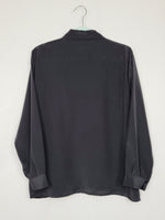 Load image into Gallery viewer, Vintage 80s black silky lace collar smart casual blouse top
