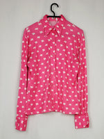 Load image into Gallery viewer, Vintage 70s pink Bird print petite shirt blouse
