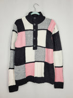 Load image into Gallery viewer, Vintage 90s color block menswear oversized jumper top
