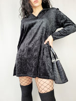 Load image into Gallery viewer, Vintage 90s grunge black velvet minimalist mini tunic dress
