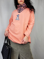 Load image into Gallery viewer, Vintage 90s pink Dalmatian applique quarter zip sweatshirt
