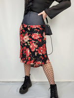 Load image into Gallery viewer, Vintage 00s roses print chiffon asymmetric skirt
