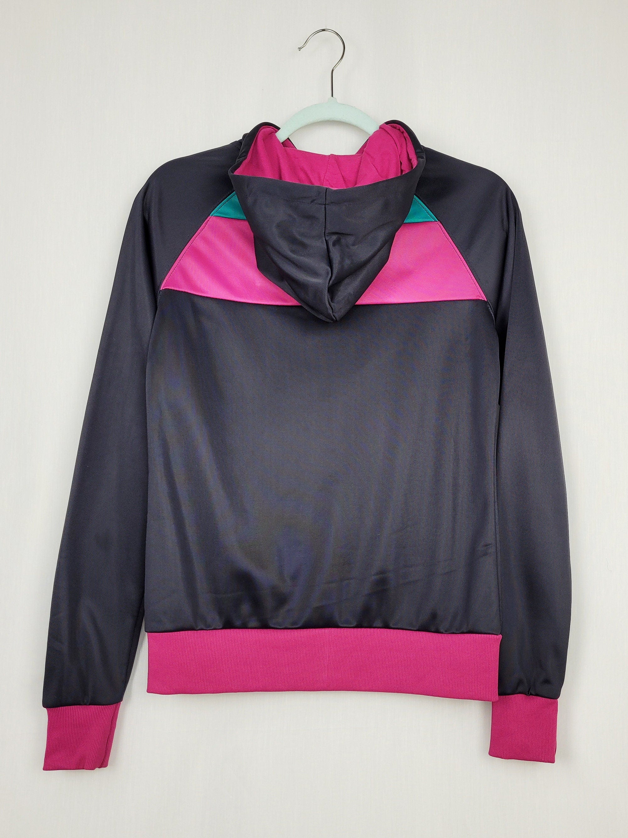 Vintage 90s color block zip sports tracksuit hooded jacket