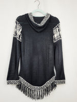 Load image into Gallery viewer, Vintage 90s Folk Boho print fringed knitted jumper top
