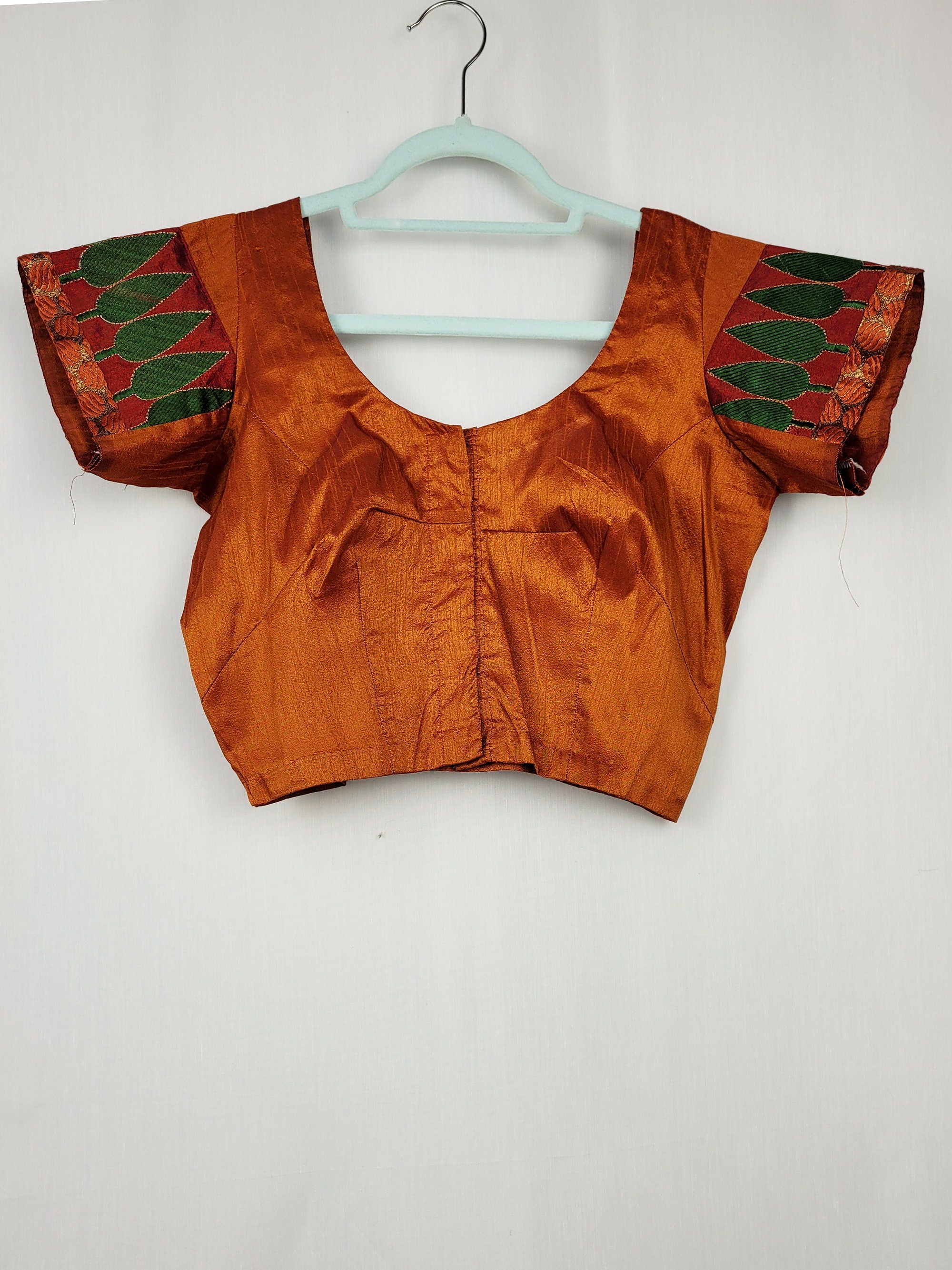 Vintage 90s orange folk handmade crop top