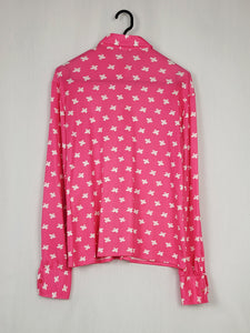 Vintage 70s pink Bird print petite shirt blouse