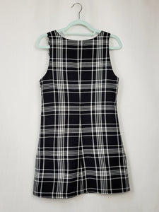 Vintage 90s black smart casual checked mini dress