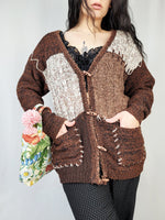 Load image into Gallery viewer, Vintage 90s brown abstract print oversize cardigan
