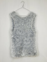 Load image into Gallery viewer, Vintage 90s grey furry fluffy knit sleeveless sweater top
