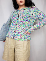 Load image into Gallery viewer, Vintage 90s handmade glitch print cardigan
