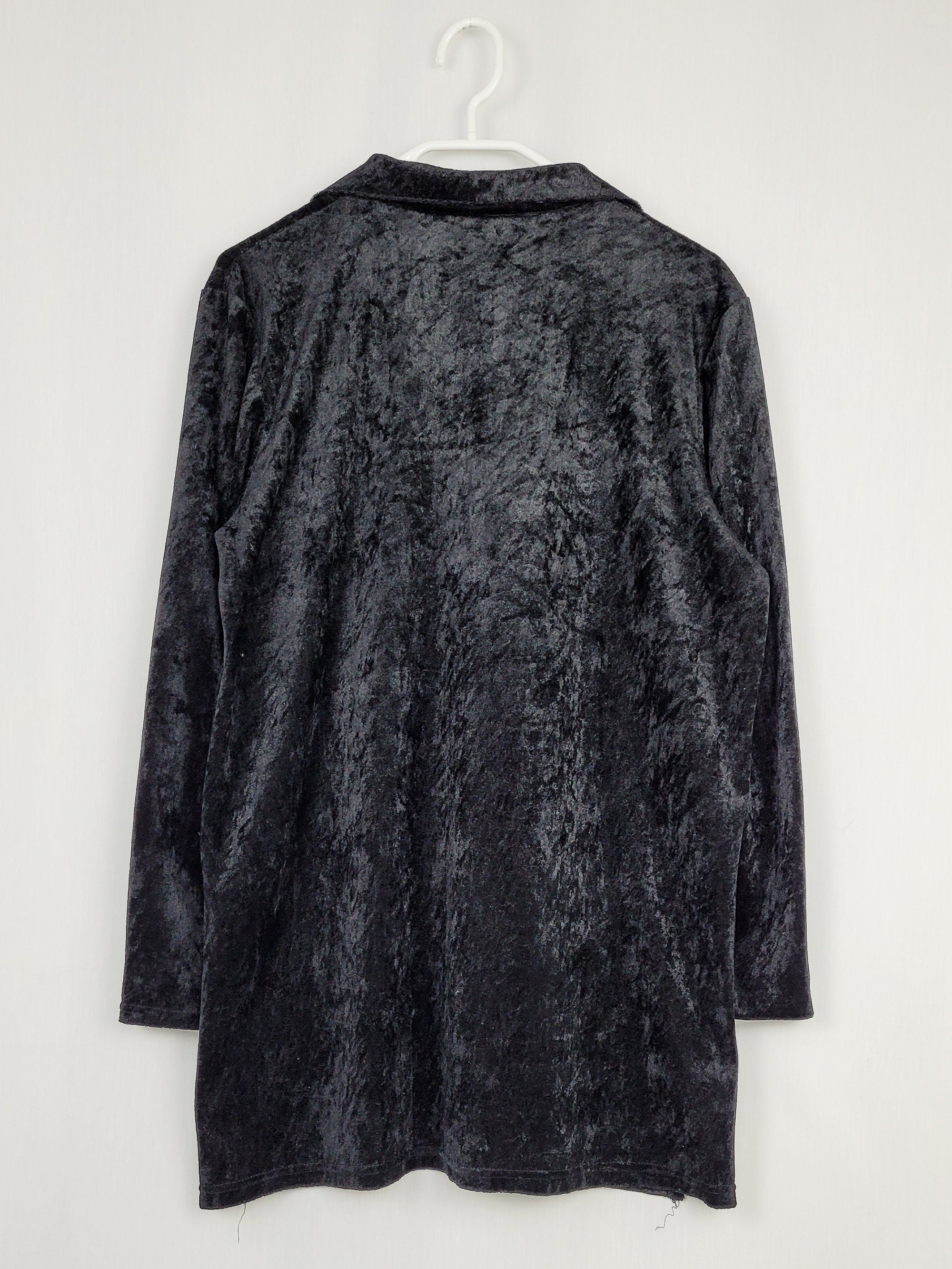 Vintage 90s grunge black velvet minimalist mini tunic dress