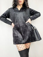 Load image into Gallery viewer, Vintage 90s grunge black velvet minimalist mini tunic dress
