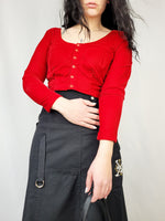 Load image into Gallery viewer, Vintage 80s handmade red velveteen cropped top
