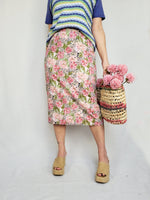 Load image into Gallery viewer, Vintage 80s pastel floral midi pencil skirt
