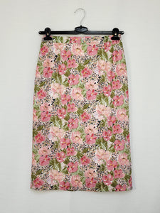 Vintage 80s pastel floral midi pencil skirt