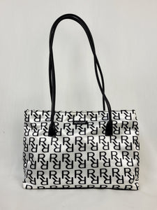 Vintage 00s Y2K white monogram print shoulder bag