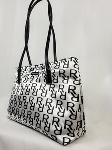 Vintage 00s Y2K white monogram print shoulder bag