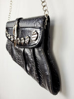 Load image into Gallery viewer, Vintage 00s Y2K black faux leather Kitsch chain shoulder bag
