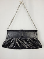 Load image into Gallery viewer, Vintage 00s Y2K black faux leather Kitsch chain shoulder bag
