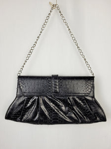 Vintage 00s Y2K black faux leather Kitsch chain shoulder bag