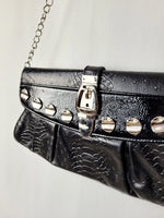 Load image into Gallery viewer, Vintage 00s Y2K black faux leather Kitsch chain shoulder bag
