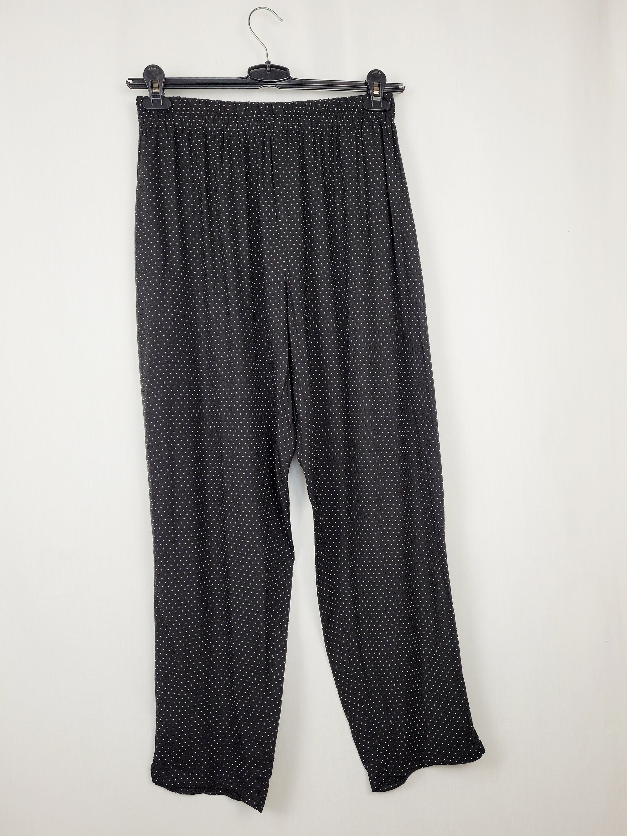Vintage 90s black polka dot casual summer pants