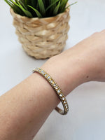 Load image into Gallery viewer, Vintage 90s golden color metal faux diamonds round bracelet
