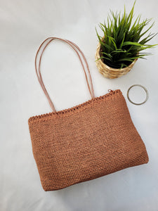 Vintage 90s burnt red straw square shoulder bag