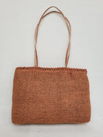 Load image into Gallery viewer, Vintage 90s burnt red straw square shoulder bag
