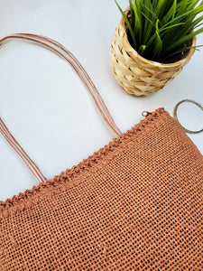 Vintage 90s burnt red straw square shoulder bag