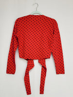 Load image into Gallery viewer, Vintage 90s red polka dot wrap blouse top
