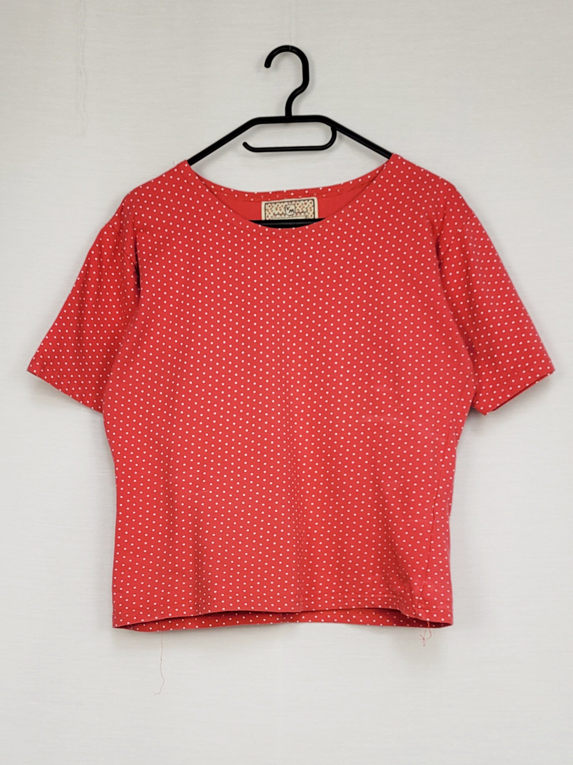 Vintage 90s VERO MODA red polka dot minimalist top blouse