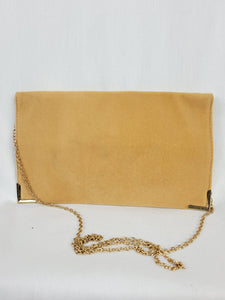 Vintage 00s Y2K sand brown velvet envelope chain bag