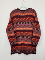 Load image into Gallery viewer, Vintage 90s Fair isle abstract burgundy knitted jumper top
