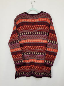 Vintage 90s Fair isle abstract burgundy knitted jumper top