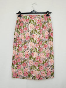 Vintage 80s pastel floral midi pencil skirt