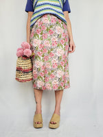 Load image into Gallery viewer, Vintage 80s pastel floral midi pencil skirt
