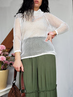Load image into Gallery viewer, Vintage 90s white sheer net knit roll neck jumper top
