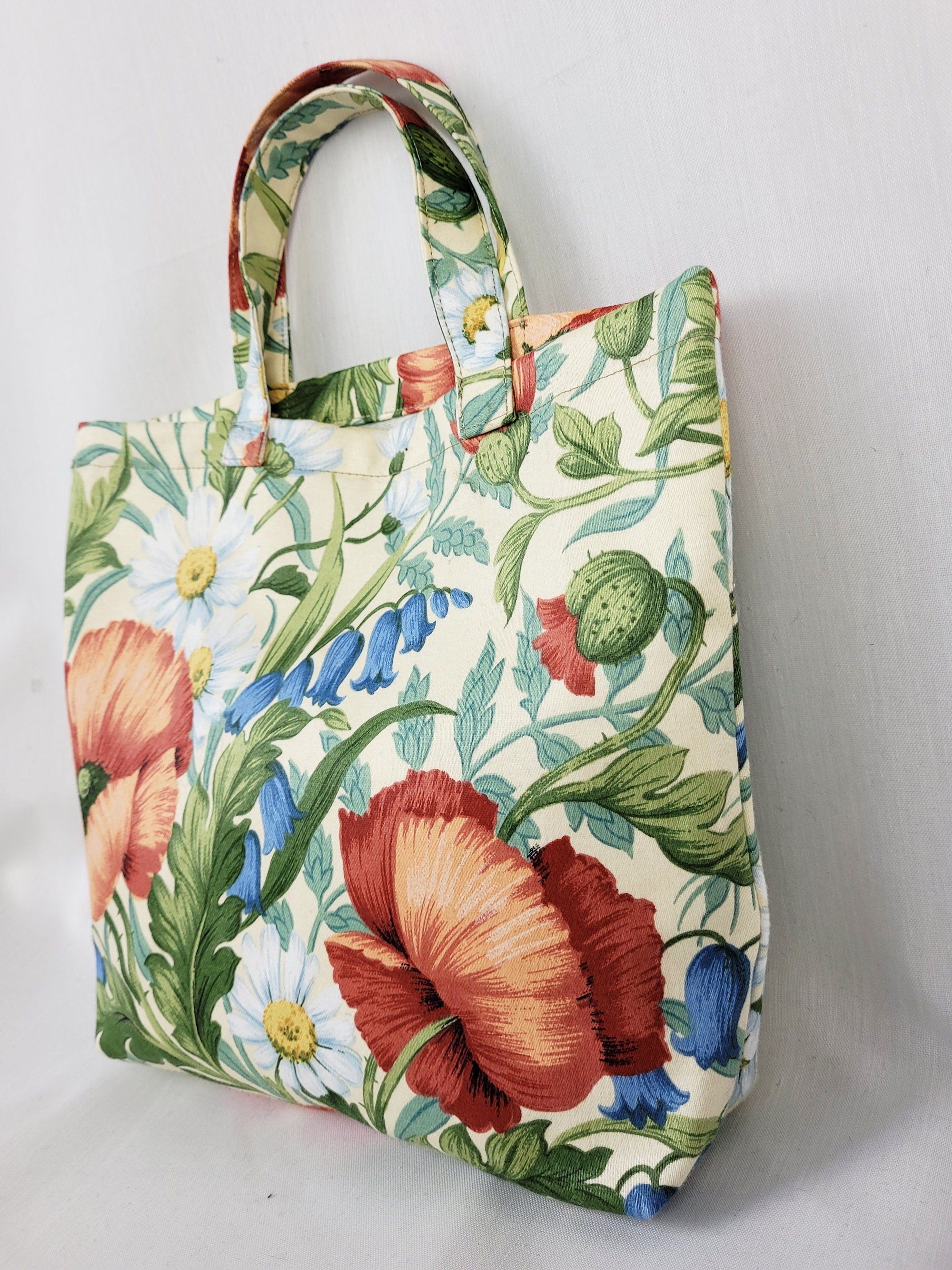 Vintage 90s floral print square small tote bag