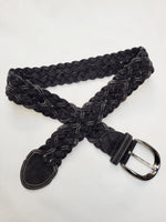 Load image into Gallery viewer, Vintage 90s black faux suede woven wide belt
