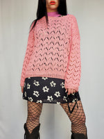 Load image into Gallery viewer, Vintage 90s handmade cable knit sheer pink sweater
