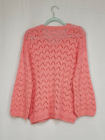 Load image into Gallery viewer, Vintage 90s handmade cable knit sheer pink sweater
