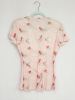 Load image into Gallery viewer, Vintage 90s pastel pink butterfly print mesh summer top
