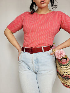 Vintage 90s VERO MODA red polka dot minimalist top blouse